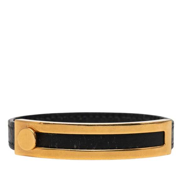 Hermes Puspus Bracelet in Black Gold Plated Leather for Women